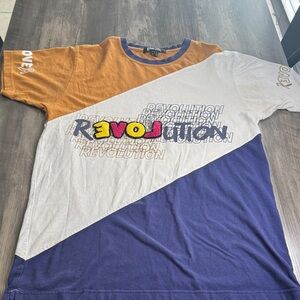 One Color Nation Revolution Men's Colorblock T-Shirt - Mustard, White, and Navy